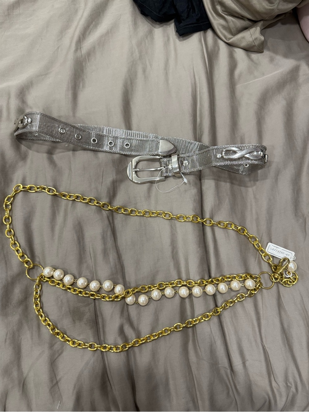 Gold Chain Belt with Pearl Accents - Women Accessories